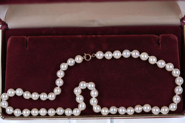 Vintage Imperial 6.7mm Pearl necklace with 14k clasp in original box - Estate Fresh Austin