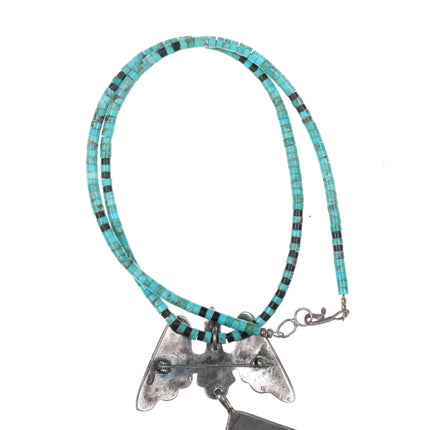 Vintage Juan Singer Navajo sterling peyotebird pendant on heishi necklace - Estate Fresh Austin