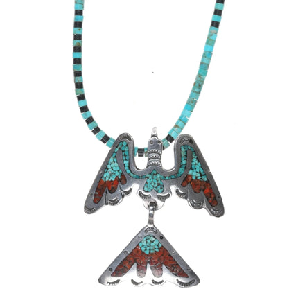 Vintage Juan Singer Navajo sterling peyotebird pendant on heishi necklace - Estate Fresh Austin