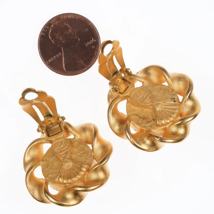 Vintage Karl Lagerfeld Gold-tone and Faux Mabe pearl clip-on earrings - Estate Fresh Austin