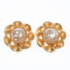 Vintage Karl Lagerfeld Gold-tone and Faux Mabe pearl clip-on earrings - Estate Fresh Austin