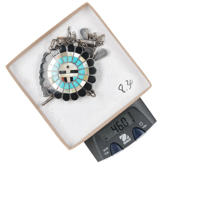 Vintage JD Massie Zuni sterling channel inlay sunface necklace - Estate Fresh Austin
