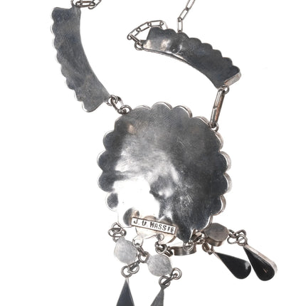 Vintage JD Massie Zuni sterling channel inlay sunface necklace - Estate Fresh Austin