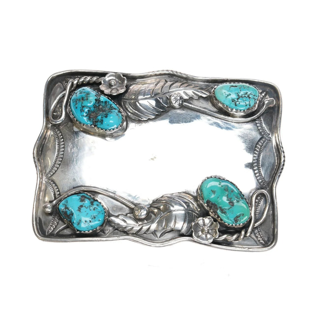 Vintage MB Navajo sterling and turquoise belt buckle - Estate Fresh Austin