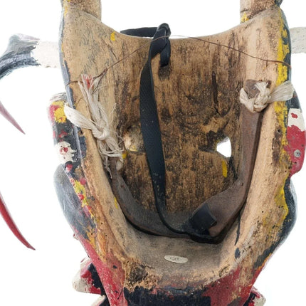 Vintage Mexican Diablo Dance mask with 8 point deer antlers and snakes - Estate Fresh Austin