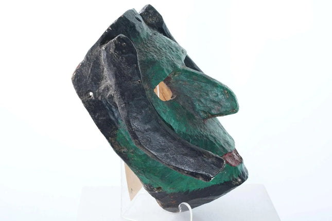 Vintage Mexican Green Face Devil dance mask - Estate Fresh Austin