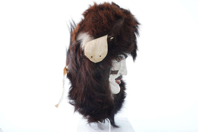 Vintage Mexican Holy Week Ceremonies brn fur covered mask - Estate Fresh Austin