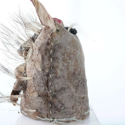Vintage Mexican Leather porcupine hair dance mask - Estate Fresh Austin