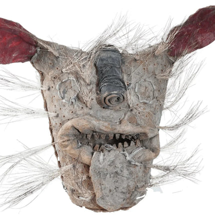 Vintage Mexican Leather porcupine hair dance mask - Estate Fresh Austin