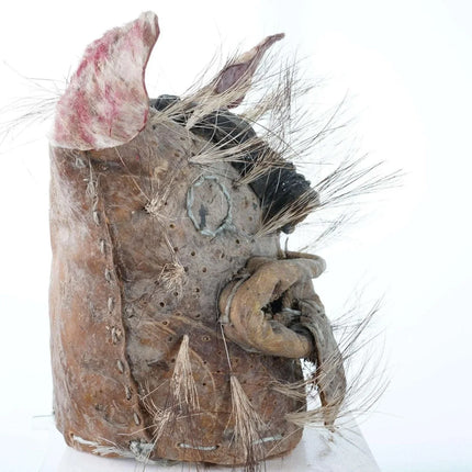 Vintage Mexican Leather porcupine hair dance mask - Estate Fresh Austin