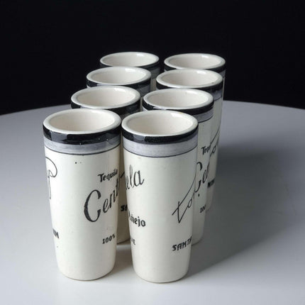 Vintage Mexican Pottery Centinela Tequila Shot Glasses From Tommy's Restaraunt S - Estate Fresh Austin