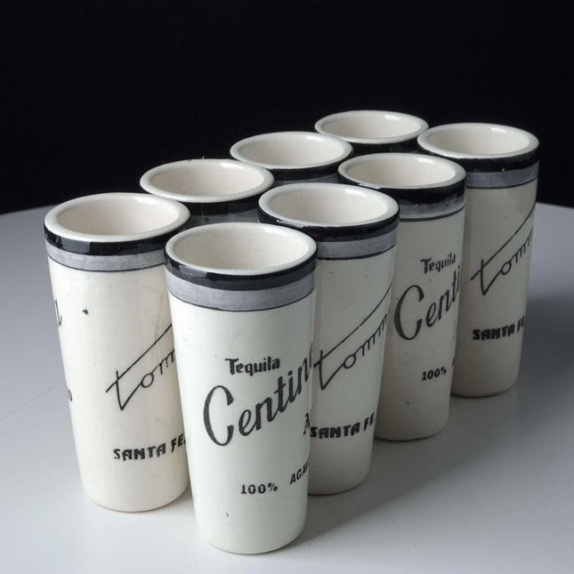 Vintage Mexican Pottery Centinela Tequila Shot Glasses From Tommy's Restaraunt S - Estate Fresh Austin