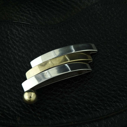 Vintage Mexican Silver and Brass Mixed Metal modernist Brooch pin - Estate Fresh Austin