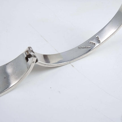 Vintage Mexican Silver Hinged Turquoise Inlaid Bracelet - Estate Fresh Austin