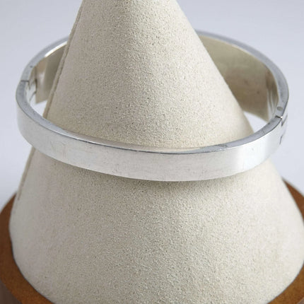 Vintage Mexican Silver Hinged Turquoise Inlaid Bracelet - Estate Fresh Austin