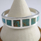 Vintage Mexican Silver Hinged Turquoise Inlaid Bracelet - Estate Fresh Austin