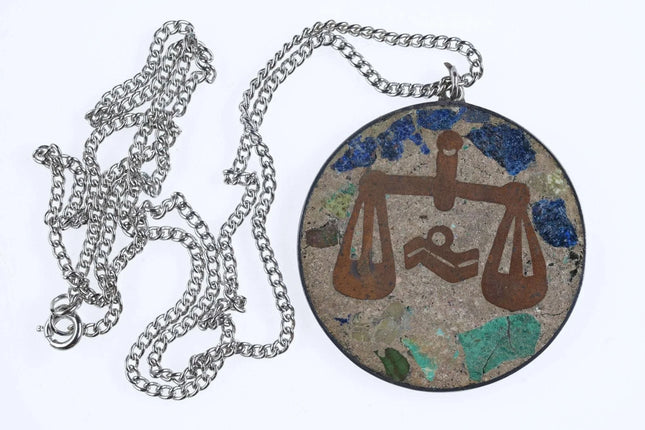 Vintage Mexican Sterling Mixed metals Libra Pendant Scales of Justice - Estate Fresh Austin