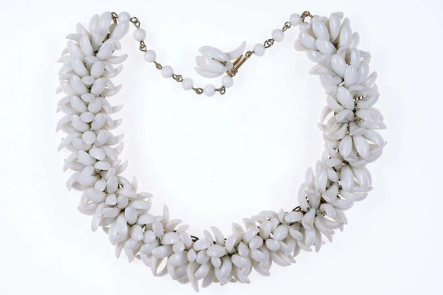 Vintage Milk Glass Costume Jewelry choker necklace - Estate Fresh Austin