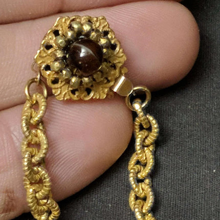 Vintage Miriam Haskell Necklace 32" gold tone with natural stones - Estate Fresh Austin