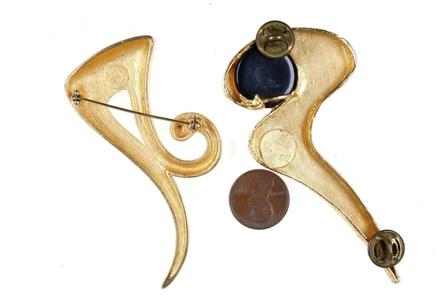 Vintage Modernism Givenchy and Lee Wolfe high end gold tone pins - Estate Fresh Austin