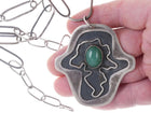 Vintage Modernist Jadeite abstract sterling silver pendant/necklace - Estate Fresh Austin