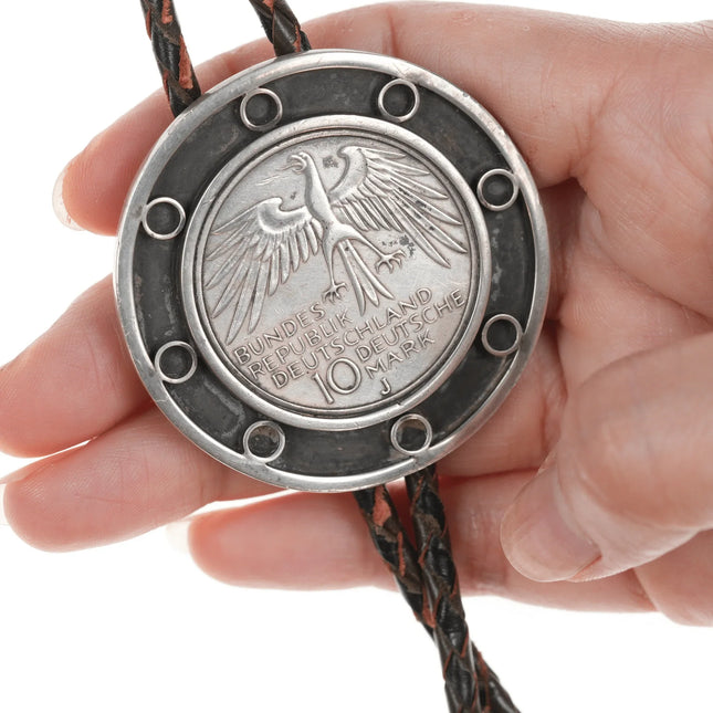 Vintage Modernist Silver German Deutsche Mark Bolo tie - Estate Fresh Austin
