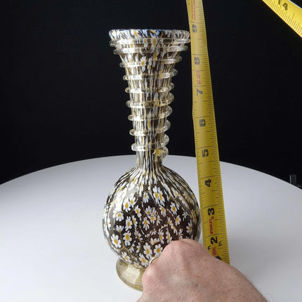 Vintage Murano Vase Black gold flecks with Daisies - Estate Fresh Austin