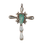 Vintage N Native American cast silver cross pendant turquoise - Estate Fresh Austin