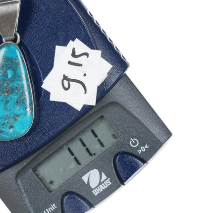 Vintage Nakai Sterling Morenci pyrite matrix turquoise pendant - Estate Fresh Austin