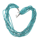 Vintage Native American 10 Strand Kingman turquoise heishi necklace sterling cones - Estate Fresh Austin