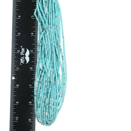 Vintage Native American 10 Strand Kingman turquoise heishi necklace sterling cones - Estate Fresh Austin