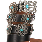 Vintage Native American cast silver concho belt with turquoise - Estate Fresh Austin