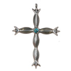 Vintage Native American cast silver cross pendant turquoise - Estate Fresh Austin