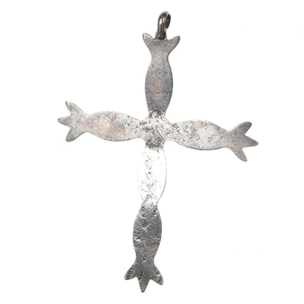 Vintage Native American cast silver cross pendant turquoise - Estate Fresh Austin