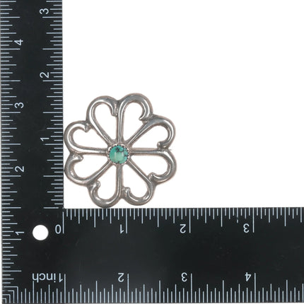 Vintage Native American cast silver pin with turquoise - Estate Fresh Austin