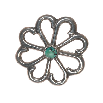 Vintage Native American cast silver pin with turquoise - Estate Fresh Austin