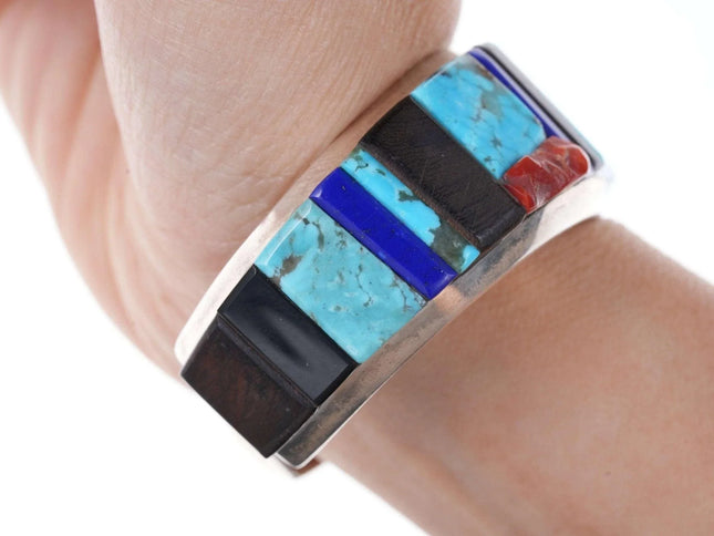 Vintage Native American Cobblestone Tufa Cast Sterling silver cuff bracelet - Estate Fresh Austin