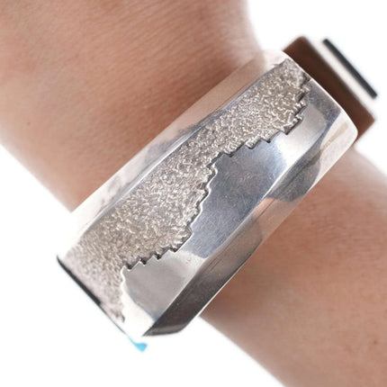 Vintage Native American Cobblestone Tufa Cast Sterling silver cuff bracelet - Estate Fresh Austin
