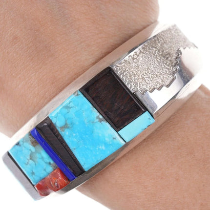 Vintage Native American Cobblestone Tufa Cast Sterling silver cuff bracelet - Estate Fresh Austin