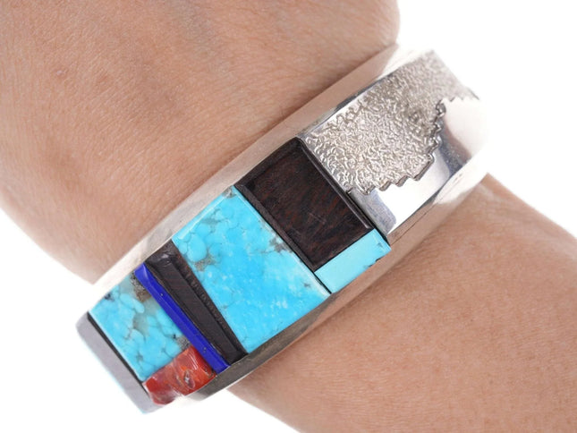 Vintage Native American Cobblestone Tufa Cast Sterling silver cuff bracelet - Estate Fresh Austin