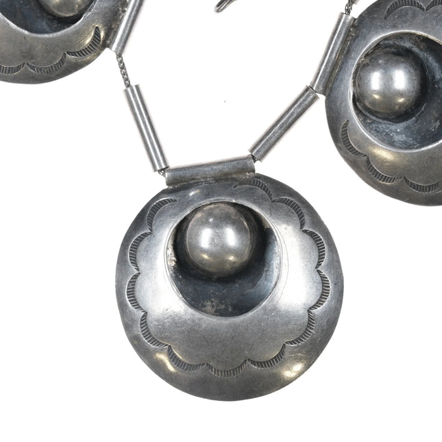 Vintage Native American hand stamped sterling necklace and earrings set - Estate Fresh Austin