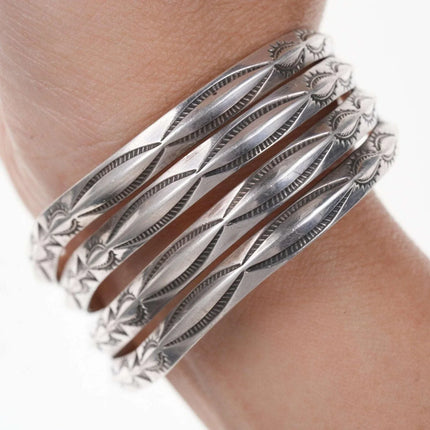 Vintage Native American Heavy Stamped sterling cuff bracelet - Estate Fresh Austin