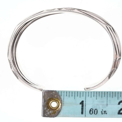Vintage Native American Heavy Stamped sterling cuff bracelet - Estate Fresh Austin
