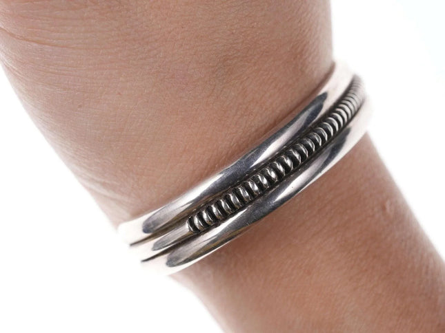 Vintage Native American Mitchell Calabaza Sterling cuff bracelet - Estate Fresh Austin