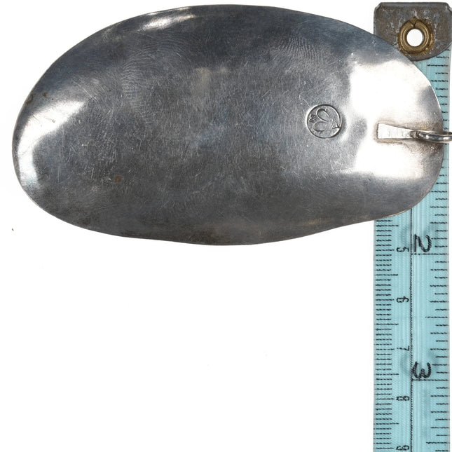 Vintage Native American Overlay Silver and turqoise pendant - Estate Fresh Austin