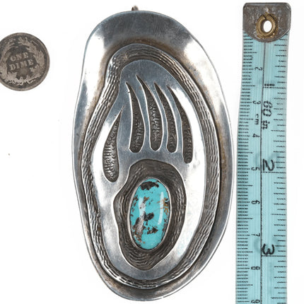 Vintage Native American Overlay Silver and turqoise pendant - Estate Fresh Austin