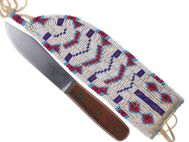 Vintage Native American Plains Indians Sheath with Russell Green River Works Kni - Estate Fresh Austin