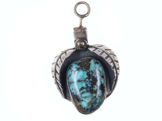 Vintage Native American Reversible sterling/turquoise/coral pendant - Estate Fresh Austin
