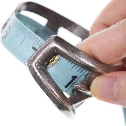 Vintage Native American Sandcast Sterling/turquoise cuff bracelet - Estate Fresh Austin