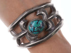 Vintage Native American Sandcast Sterling/turquoise cuff bracelet - Estate Fresh Austin